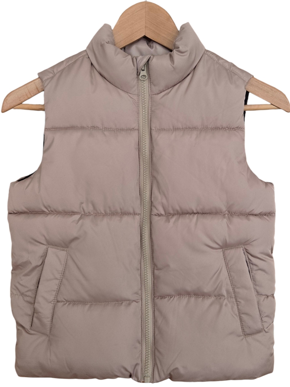 Old Navy Puffer Vest Kids Size S 6-7 Mocha Taffy Full Zip Front Pockets